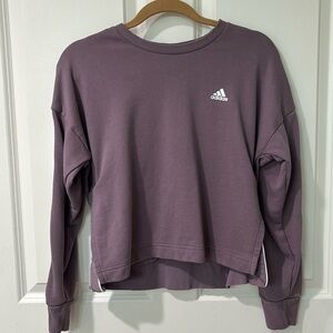 Dark purple Adidas cropped crewneck sweatshirt.